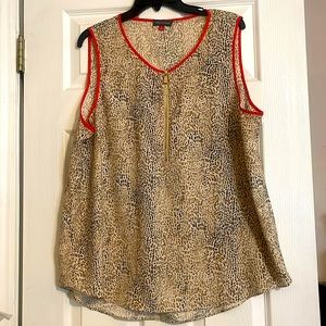 Vince Camuto Animal Print Sleeveless Pullover Shirt Size XL Silk